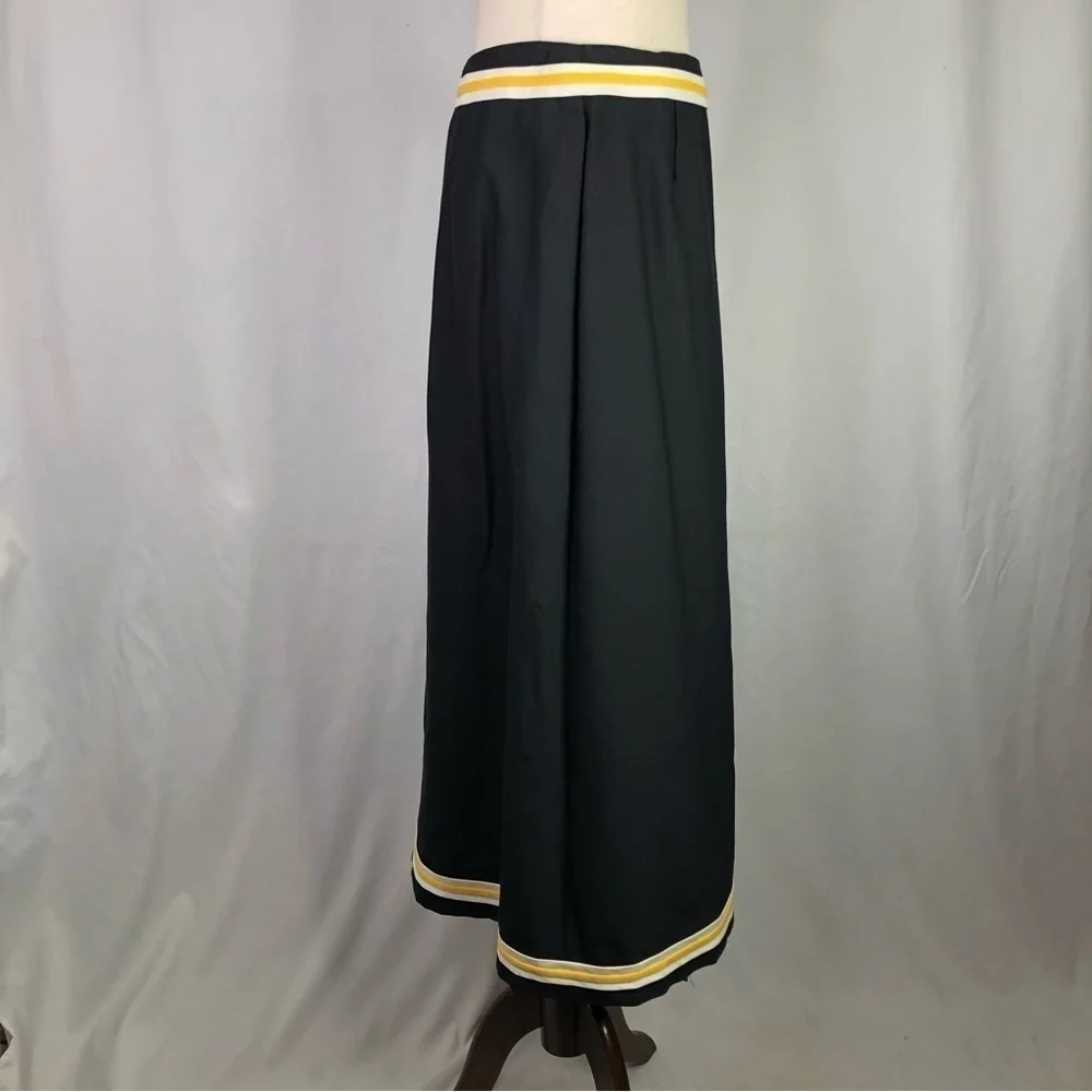 VINTAGE Century of Boston maxi pencil wrap skirt black yellow white size 8
